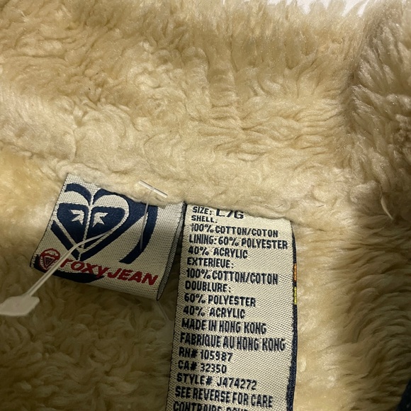 Girls ROXY JACKET! SIZE LARGE Sherpa Lined Denim Jean Jacket *FREE SHIPPING!* - Picture 4 of 11